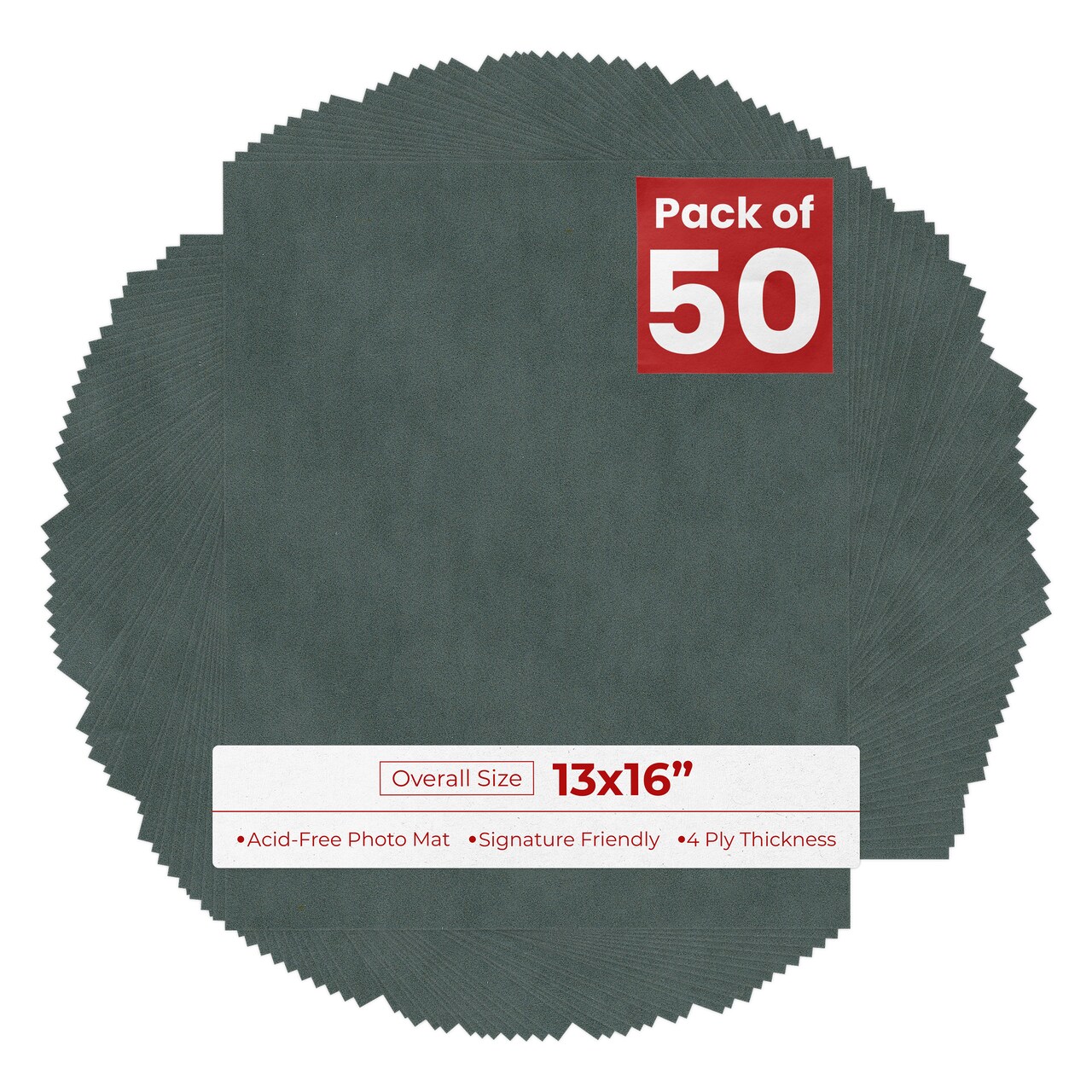 Dark Grey Suede 13x16 Uncut Mat Board - Blank Sheets, No Opening